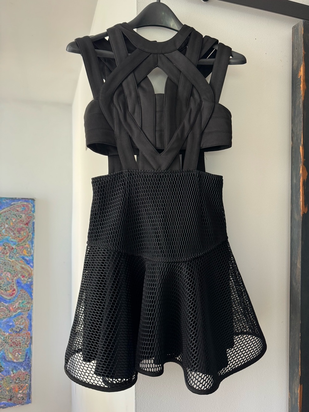 Nasty Gal Black Strapless Cutout Mesh Fit & Flare Dress